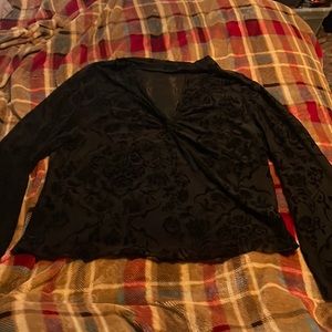 See-through lace black top